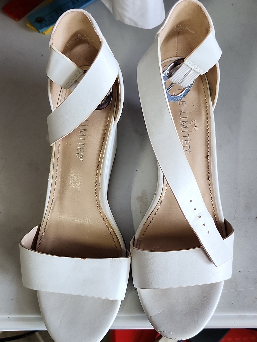 The Limited White Strappy Ankle-Wrap Heels